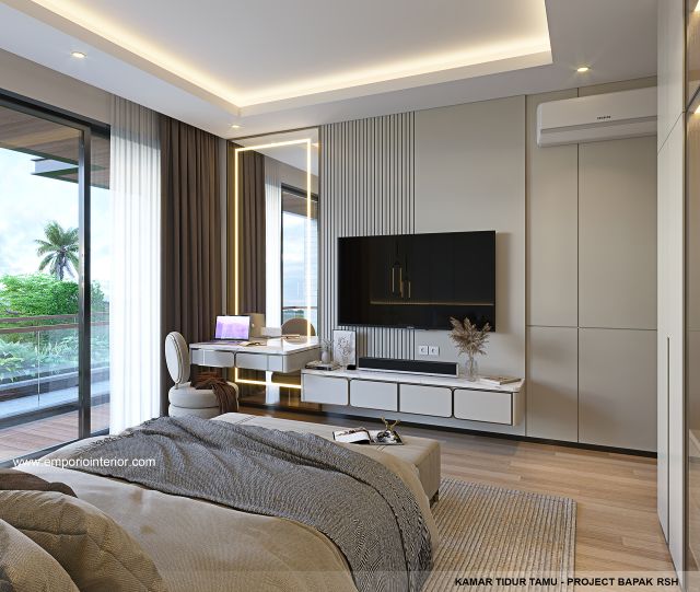 Desain Kamar Tidur Tamu Rumah Modern 4 Lantai Bapak RSH II di PIK, Jakarta Utara