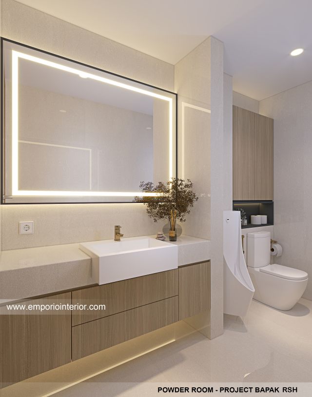 Desain Toilet Tamu Rumah Modern 4 Lantai Bapak RSH II di PIK, Jakarta Utara