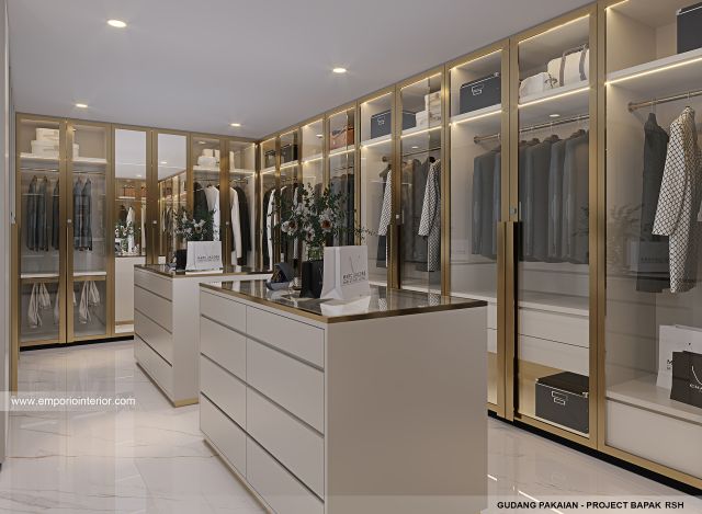 Desain Gudang Pakaian Rumah Modern 4 Lantai Bapak RSH II di PIK, Jakarta Utara