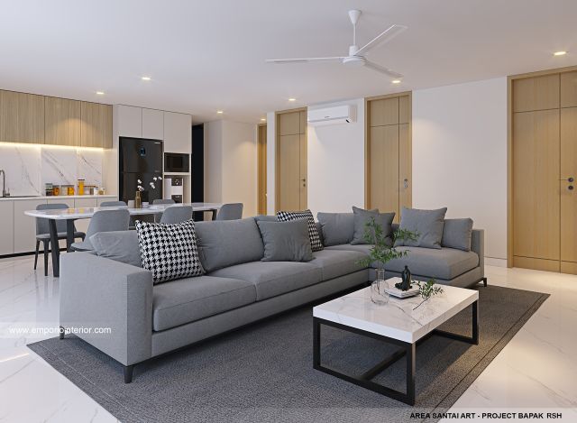 Desain Area Santai ART Rumah Modern 4 Lantai Bapak RSH II di PIK, Jakarta Utara