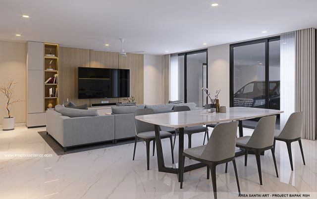 Desain Area Santai ART Rumah Modern 4 Lantai Bapak RSH II di PIK, Jakarta Utara