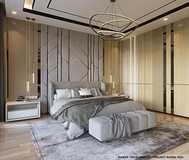 Desain Kamar Tidur Anak 2 Rumah Modern 4 Lantai Bapak RSH II di PIK, Jakarta Utara