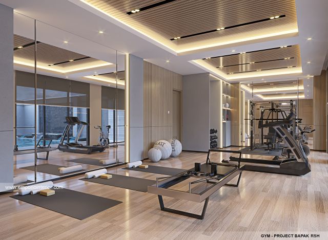 Desain Area Gym Rumah Modern 4 Lantai Bapak RSH II di PIK, Jakarta Utara