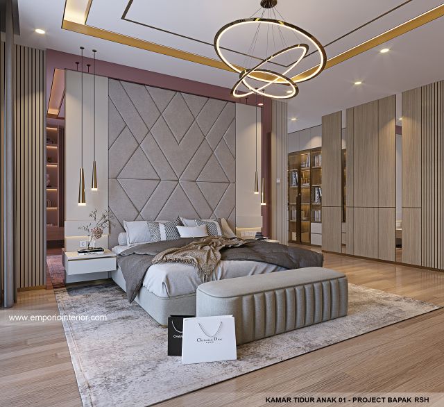 Desain Kamar Tidur Anak 1 Rumah Modern 4 Lantai Bapak RSH II di PIK, Jakarta Utara