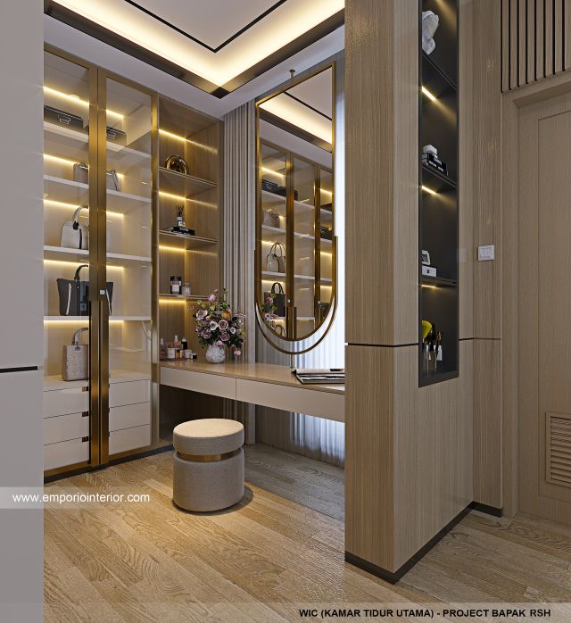 Desain WIC Kamar Tidur Utama Rumah Modern 4 Lantai Bapak RSH II di PIK, Jakarta Utara