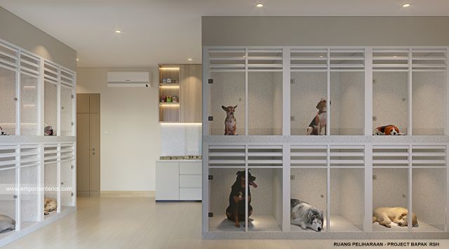 Desain Ruang Peliharaan Rumah Modern 4 Lantai Bapak RSH II di PIK, Jakarta Utara