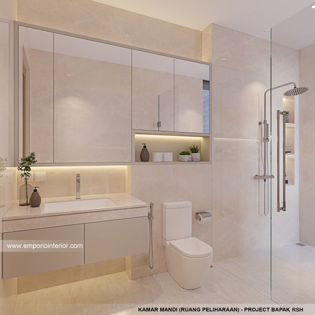Desain Kamar Mandi (Ruang Peliharaan) Rumah Modern 4 Lantai Bapak RSH II di PIK, Jakarta Utara