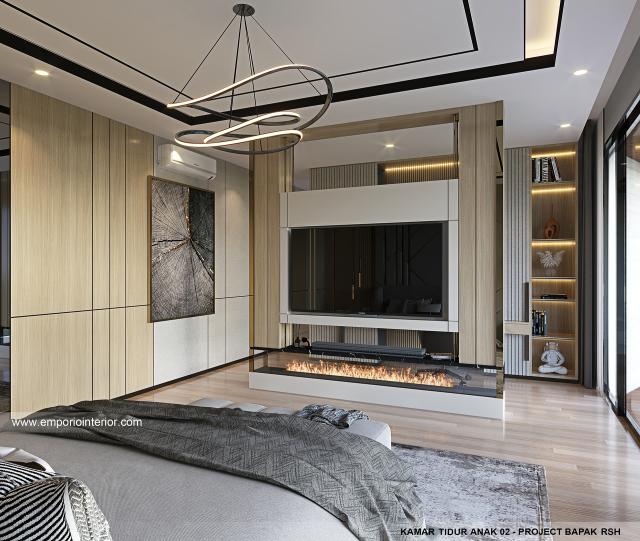 Desain Kamar Tidur Anak 2 Rumah Modern 4 Lantai Bapak RSH II di PIK, Jakarta Utara