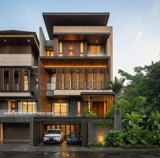 Desain Tampak Depan Rumah Modern 4 Lantai Ibu RHM di Tebet, Jakarta Selatan