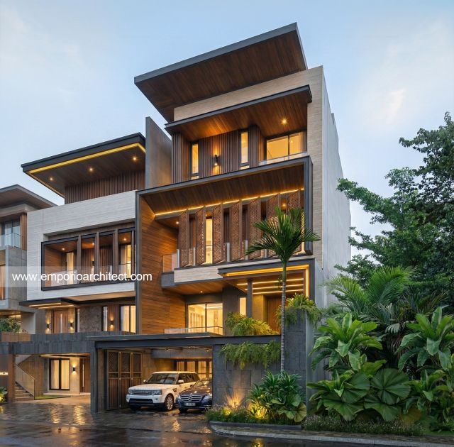 Desain Tampak Depan 3 Rumah Modern 4 Lantai Ibu RHM di Tebet, Jakarta Selatan