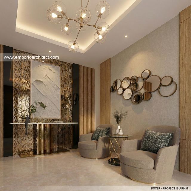 Desain Foyer Rumah Modern 4 Lantai Ibu RHM di Tebet, Jakarta Selatan