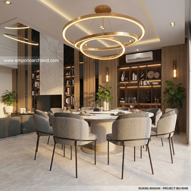 Desain Ruang Makan Rumah Modern 4 Lantai Ibu RHM di Tebet, Jakarta Selatan