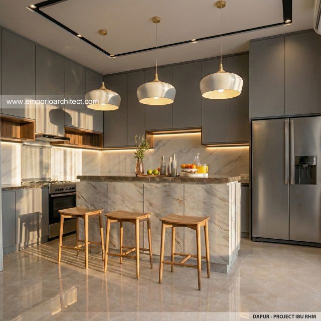 Desain Dapur Rumah Modern 4 Lantai Ibu RHM di Tebet, Jakarta Selatan