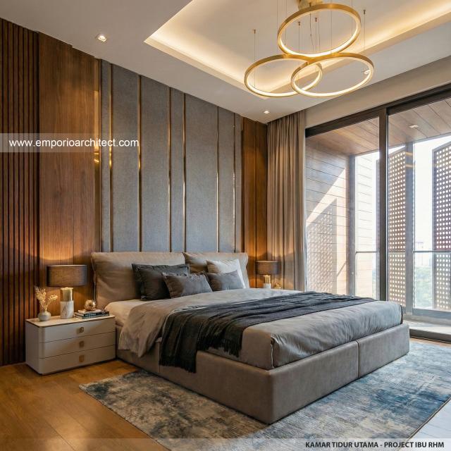 Desain Kamar Tidur Utama Rumah Modern 4 Lantai Ibu RHM di Tebet, Jakarta Selatan