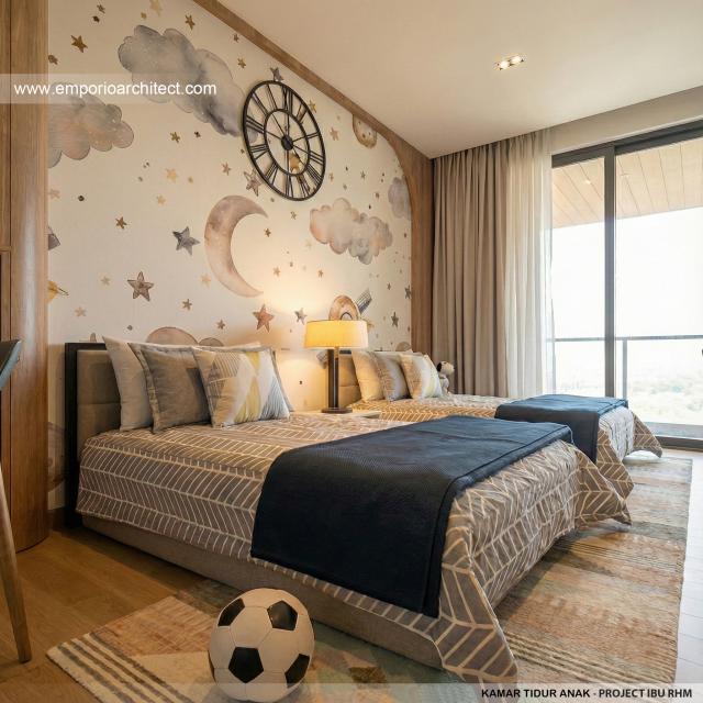 Desain Kamar Tidur Anak Rumah Modern 4 Lantai Ibu RHM di Tebet, Jakarta Selatan