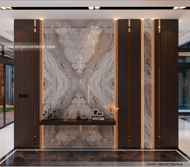 Desain Foyer Rumah Modern 4 Lantai Ibu FLA di Jakarta
