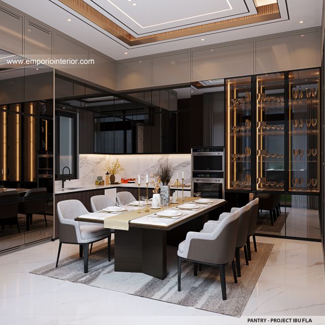 Desain Pantry Rumah Modern 4 Lantai Ibu FLA di Jakarta