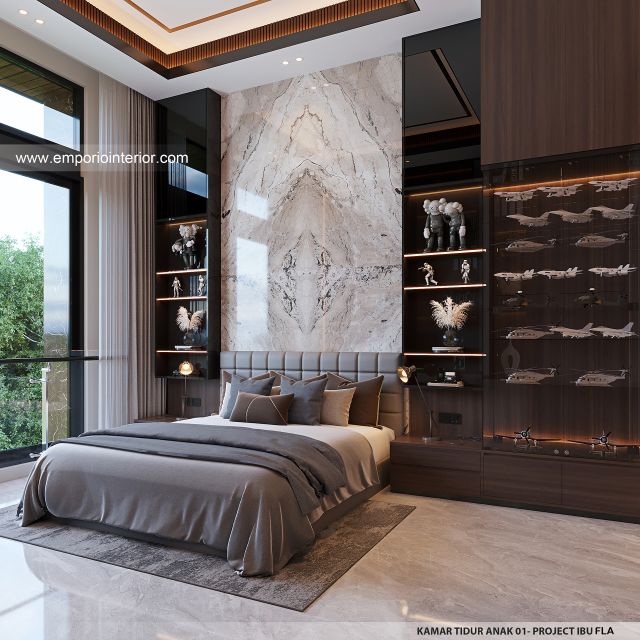 Desain Kamar Tidur Anak 1 Rumah Modern 4 Lantai Ibu FLA di Jakarta