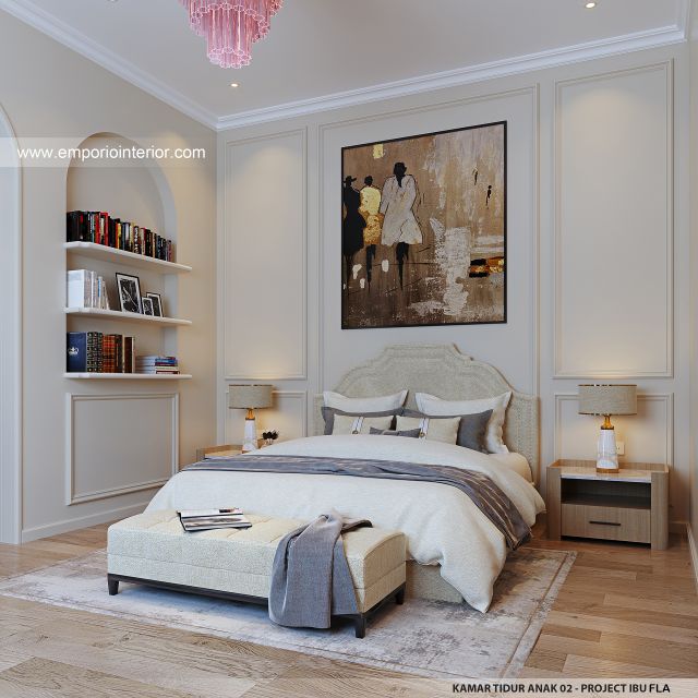 Desain Kamar Tidur Anak 2 Rumah Modern 4 Lantai Ibu FLA di Jakarta