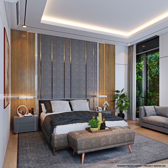 Desain Kamar Tidur Utama Rumah Modern 4 Lantai Bapak DD di Jakarta
