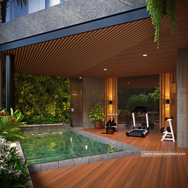 Desain Tampak Detail Belakang Rumah Modern 4 Lantai Bapak DD di Jakarta