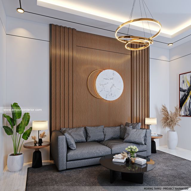 Desain Ruang Tamu Rumah Modern 4 Lantai Bapak DD di Jakarta