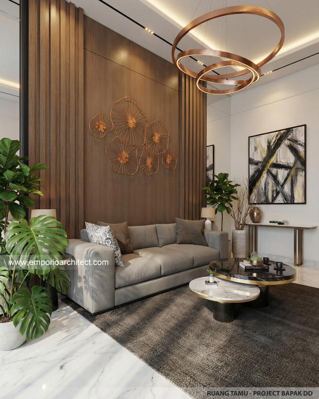 Desain Ruang Tamu Rumah Modern 4 Lantai Bapak DD di Jakarta