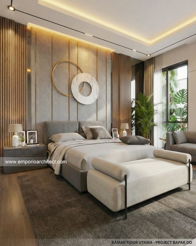 Desain Kamar Tidur Utama Rumah Modern 4 Lantai Bapak DD di Jakarta