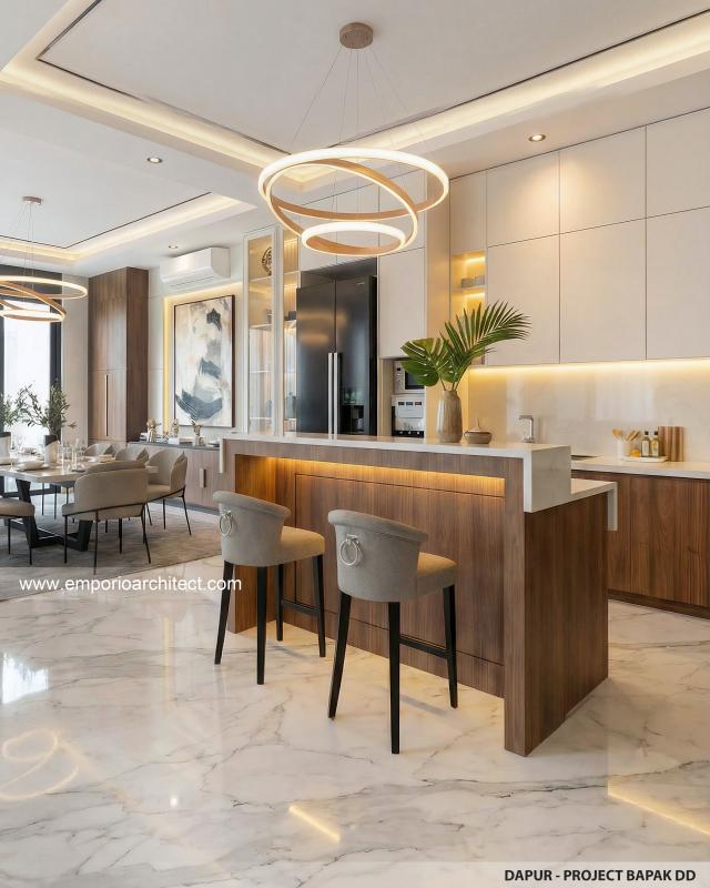 Desain Dapur Rumah Modern 4 Lantai Bapak DD di Jakarta