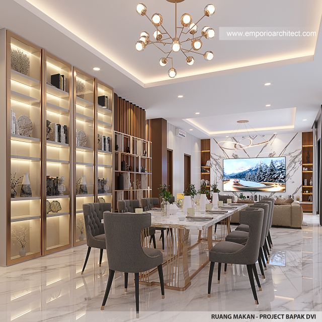 Desain Ruang Makan Rumah Modern 4 Lantai Bapak DVI di Balikpapan