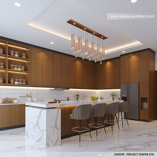 Desain Dapur Rumah Modern 4 Lantai Bapak DVI di Balikpapan