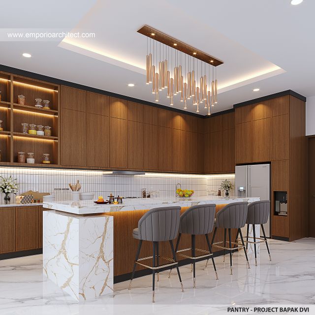 Desain Pantry Rumah Modern 4 Lantai Bapak DVI di Balikpapan