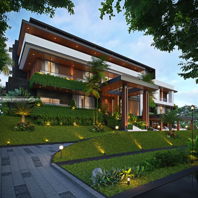 Desain Tampak Depan 3 Rumah Modern 4 Lantai Bapak JNY di Jakarta