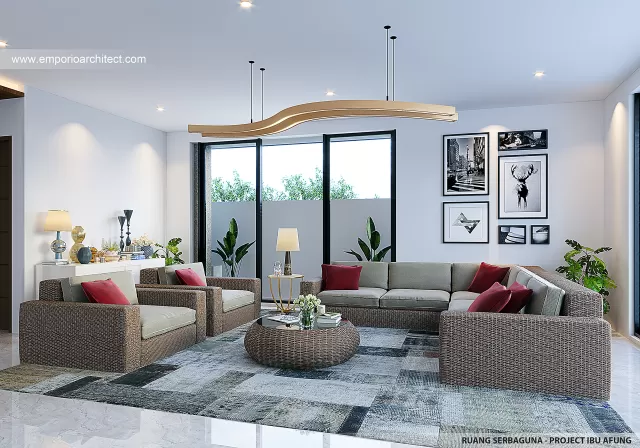 Desain Ruang Serbaguna Rumah Modern 4 Lantai Ibu AFG di Jakarta