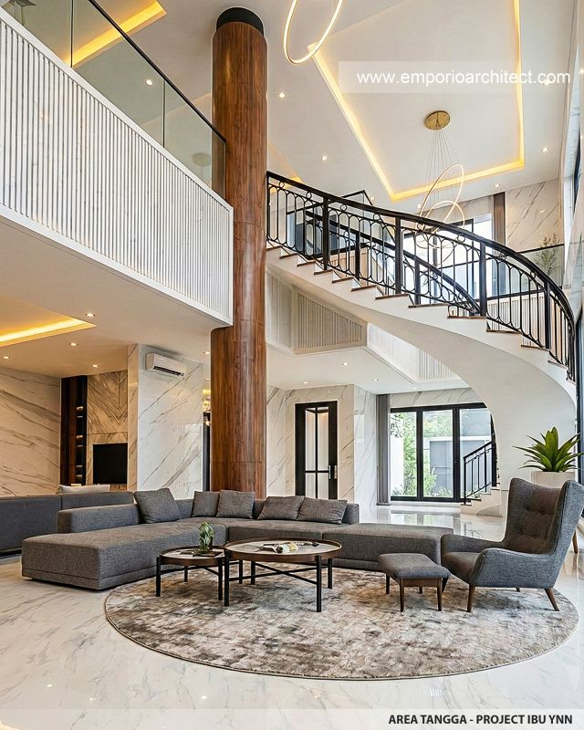 Desain Area Tangga Rumah Modern 4 Lantai Ibu YNN di Uluwatu, Badung, Bali