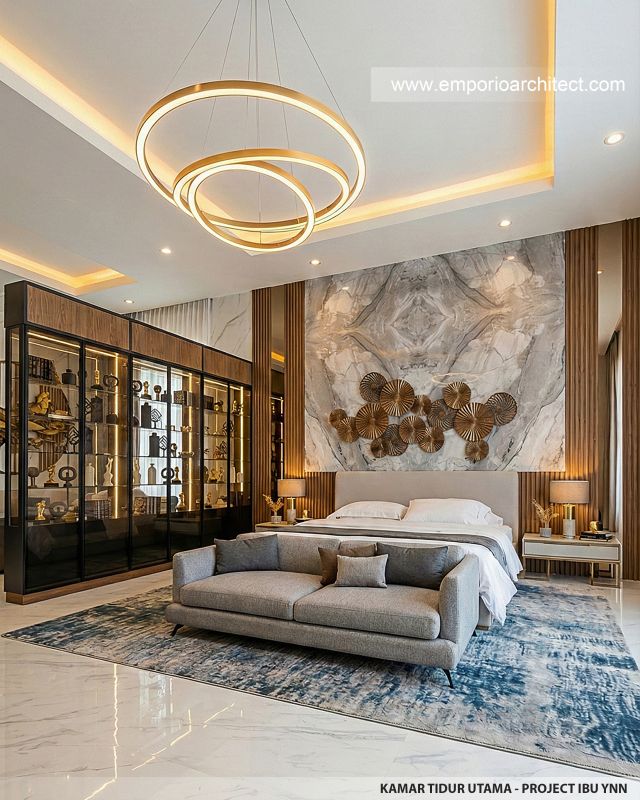 Desain Kamar Tidur Utama Rumah Modern 4 Lantai Ibu YNN di Uluwatu, Badung, Bali