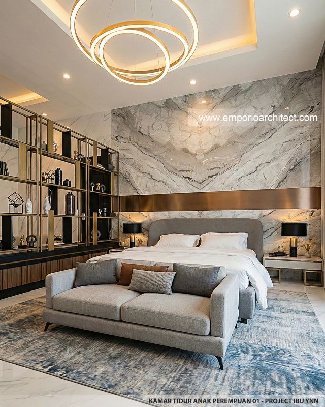 Desain Kamar Tidur Anak Perempuan 1 Rumah Modern 4 Lantai Ibu YNN di Uluwatu, Badung, Bali