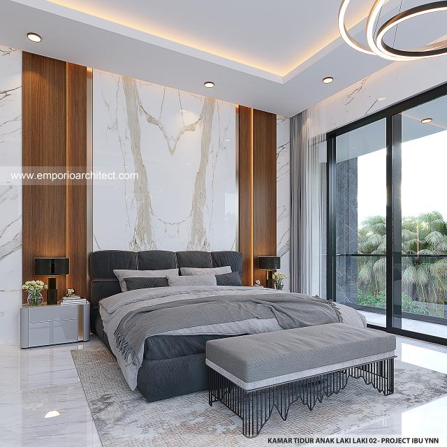 Desain Kamar Tidur Anak Laki-laki 2 Rumah Modern 4 Lantai Ibu YNN di Uluwatu, Badung, Bali