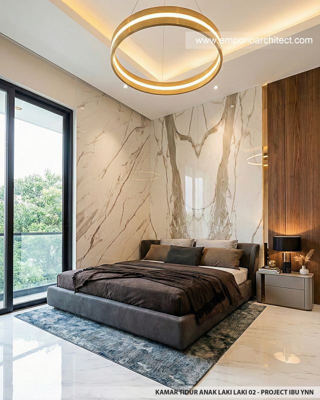 Desain Kamar Tidur Anak Laki-laki 2 Rumah Modern 4 Lantai Ibu YNN di Uluwatu, Badung, Bali