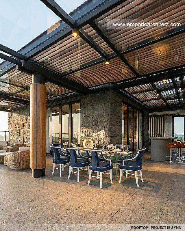 Desain Rooftop Rumah Modern 4 Lantai Ibu YNN di Uluwatu, Badung, Bali