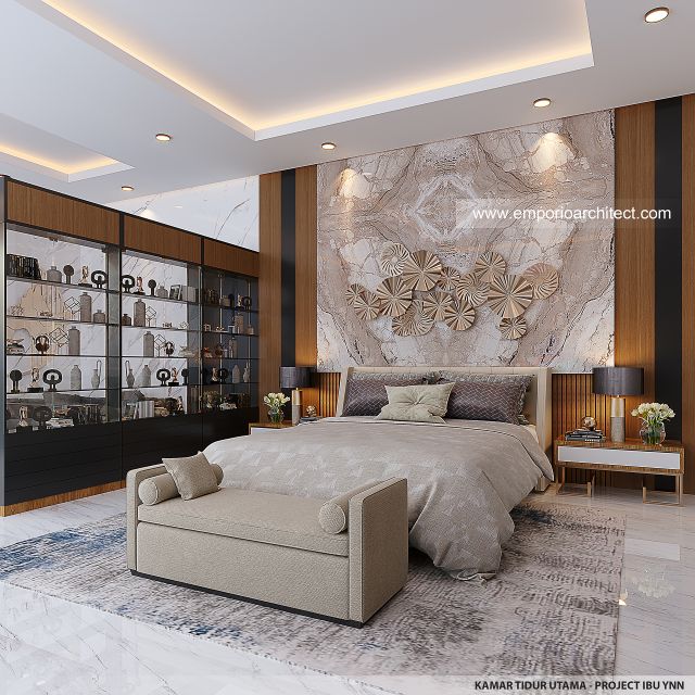 Desain Kamar Tidur Utama Rumah Modern 4 Lantai Ibu YNN di Uluwatu, Badung, Bali
