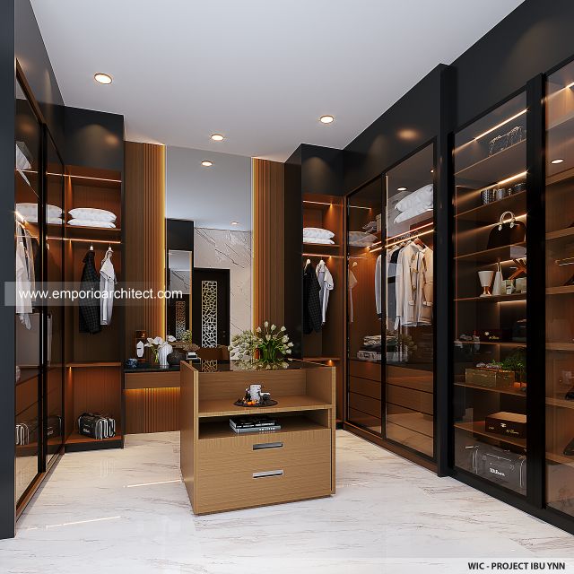 Desain Walk In Closet Rumah Modern 4 Lantai Ibu YNN di Uluwatu, Badung, Bali