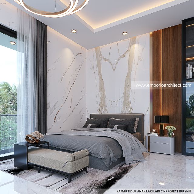 Desain Kamar Tidur Anak Laki-laki 1 Rumah Modern 4 Lantai Ibu YNN di Uluwatu, Badung, Bali