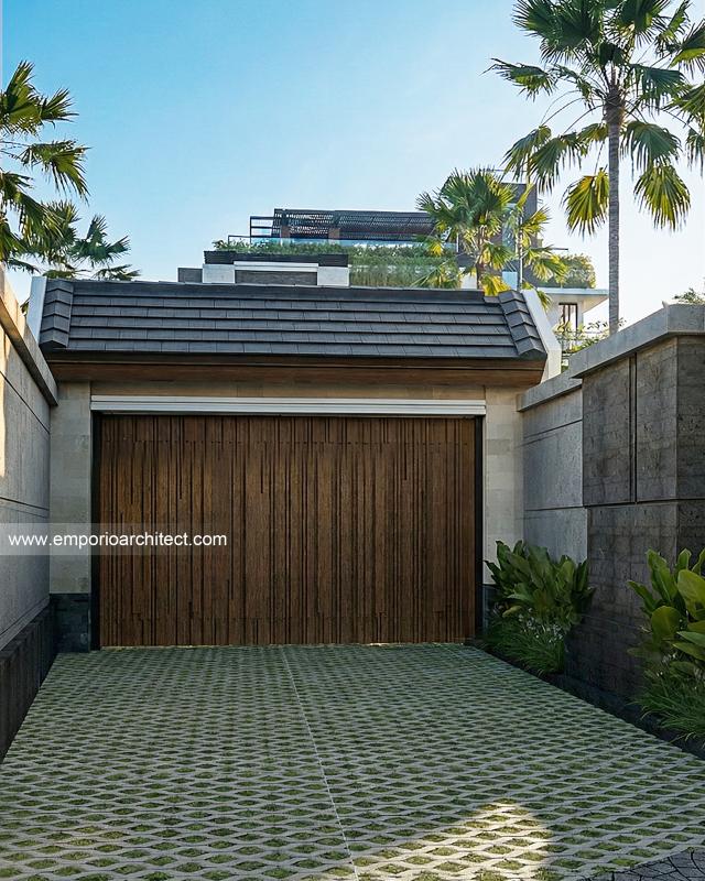 Desain Tampak Detail Depan Rumah Modern 4 Lantai Ibu YNN di Uluwatu, Badung, Bali