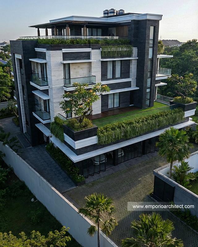 Desain Tampak Depan Rumah Modern 4 Lantai Ibu YNN di Uluwatu, Badung, Bali