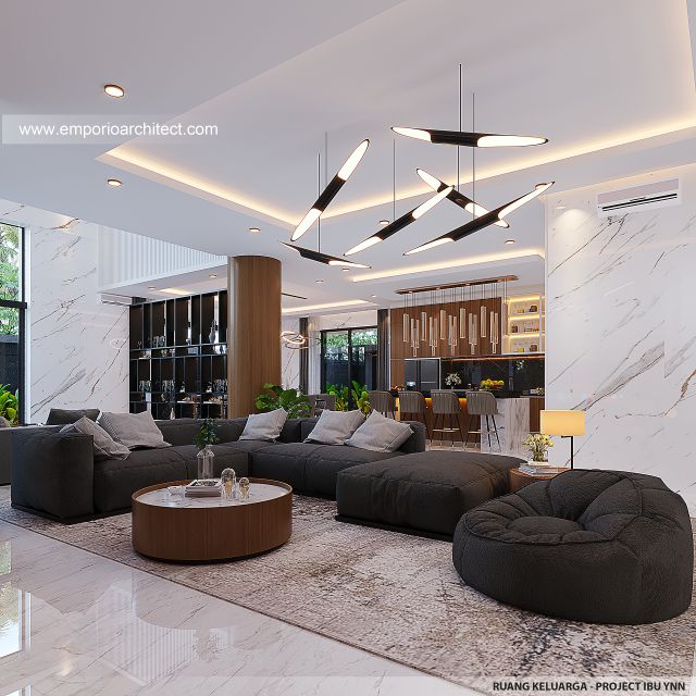 Desain Ruang Keluarga Rumah Modern 4 Lantai Ibu YNN di Uluwatu, Badung, Bali