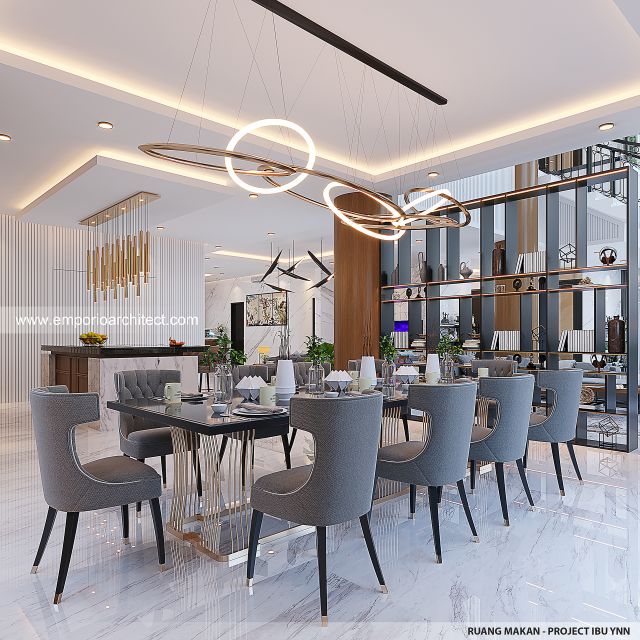Desain Ruang Makan Rumah Modern 4 Lantai Ibu YNN di Uluwatu, Badung, Bali