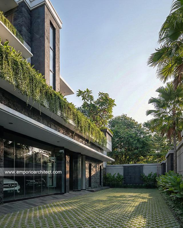 Desain Tampak Detail Depan 3 Rumah Modern 4 Lantai Ibu YNN di Uluwatu, Badung, Bali