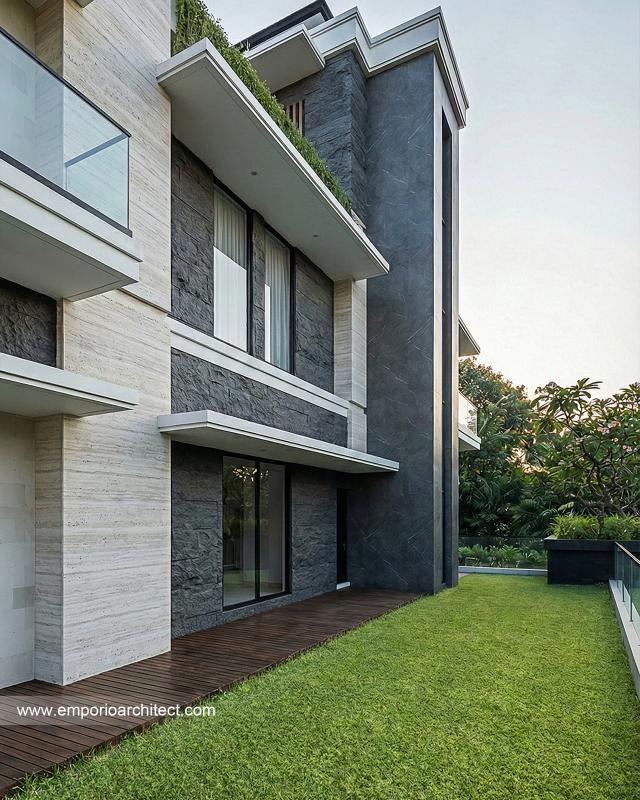 Desain Tampak Detail Belakang 4 Rumah Modern 4 Lantai Ibu YNN di Uluwatu, Badung, Bali
