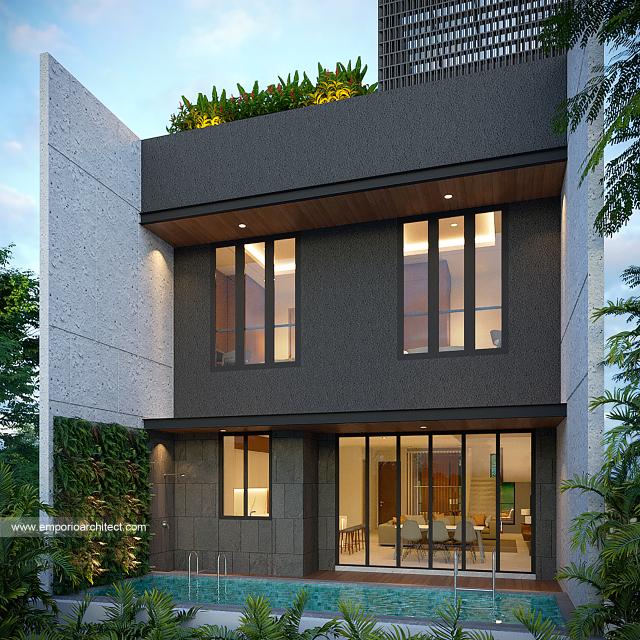 Desain Tampak Belakang Rumah Modern 4 Lantai Ibu LNA di PIK, Jakarta Utara